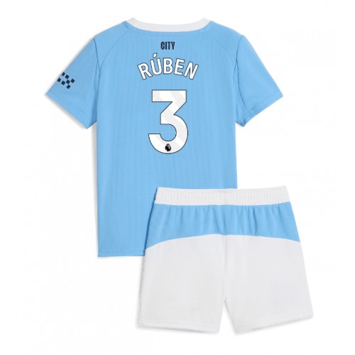 Fotbalové Dres Manchester City Ruben Dias #3 Dětské Domácí 2025-26 Krátký Rukáv (+ trenýrky)